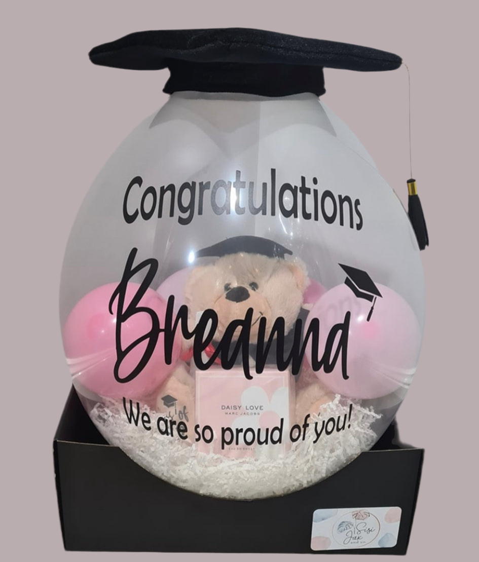 Grad Bursting Balloon Gift with Grad Hat