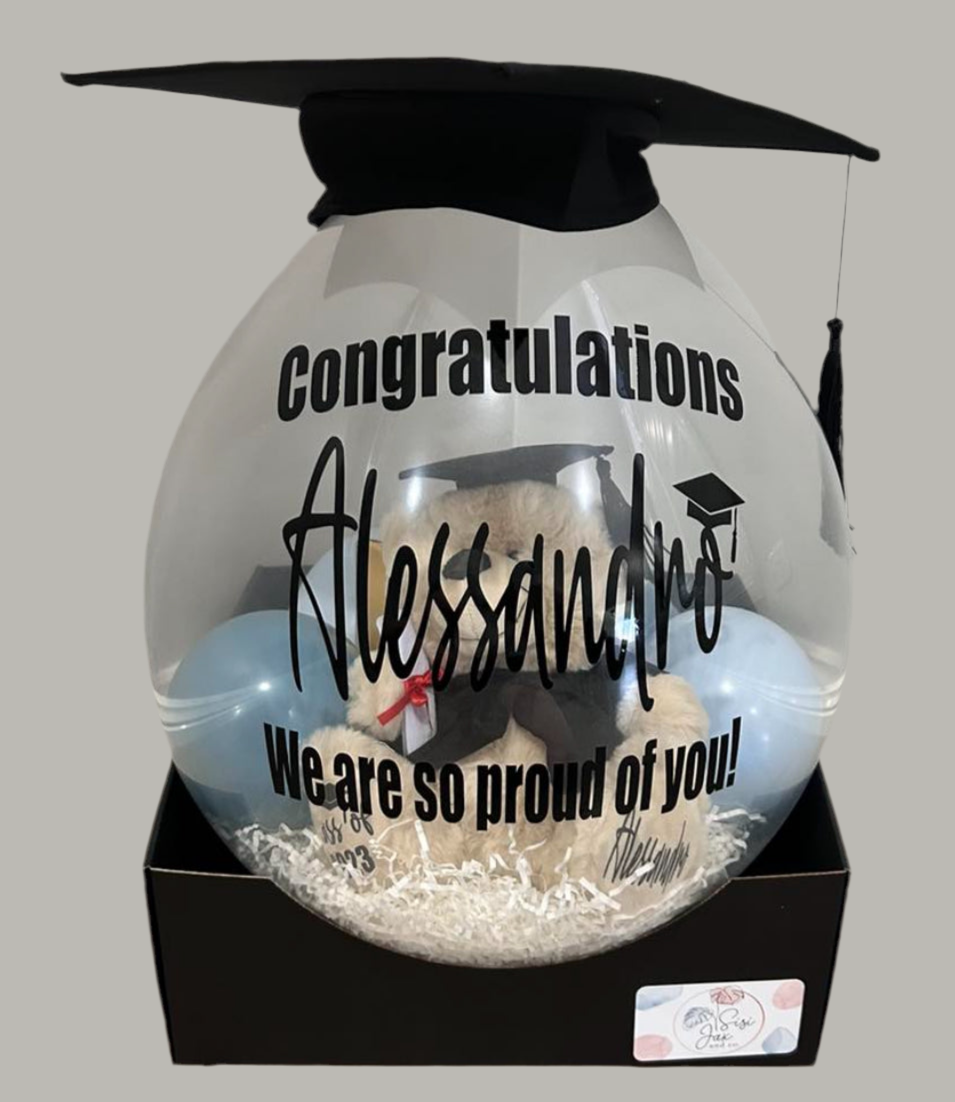 Grad Bursting Balloon Gift with Grad Hat