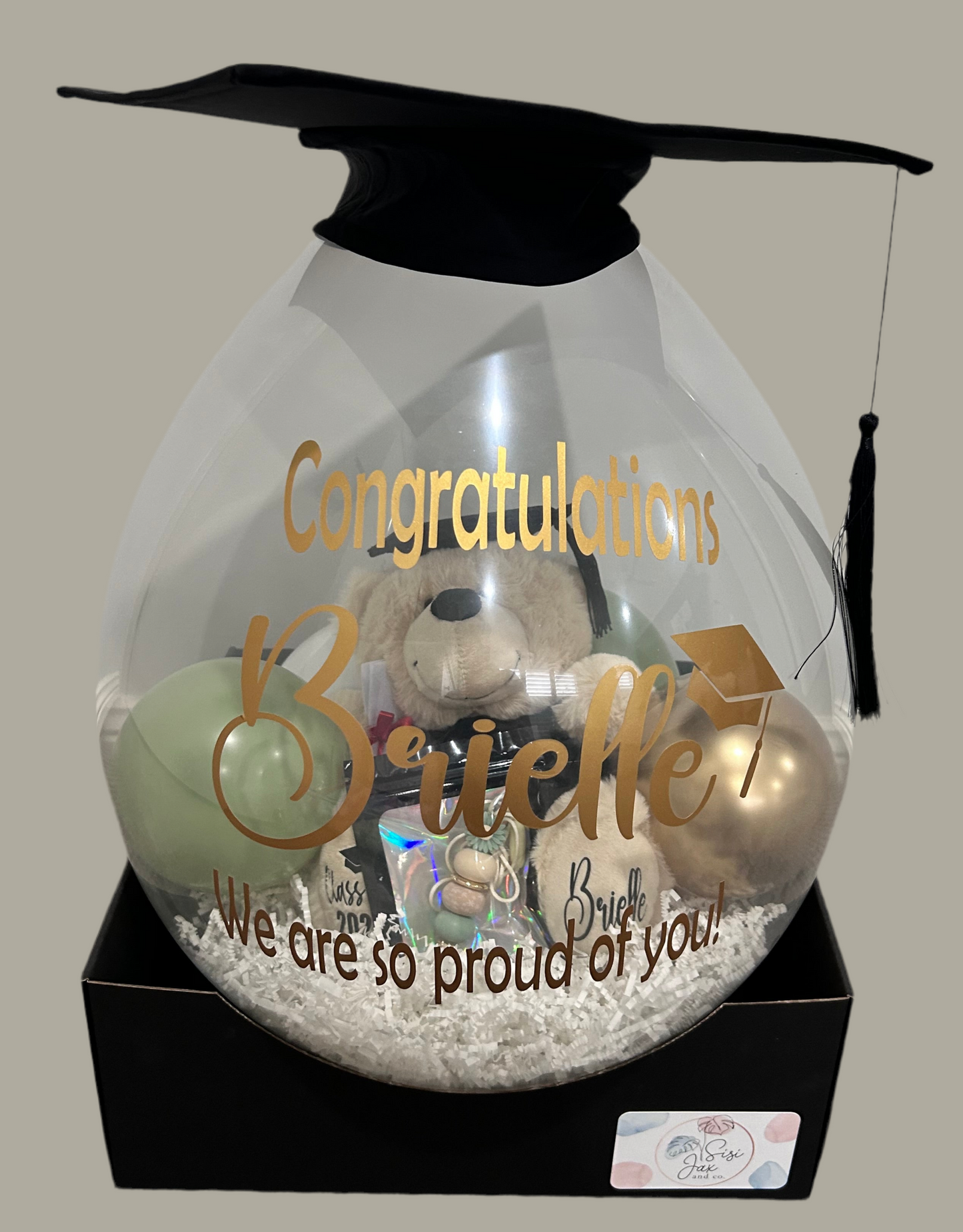 Grad Bursting Balloon Gift with Grad Hat