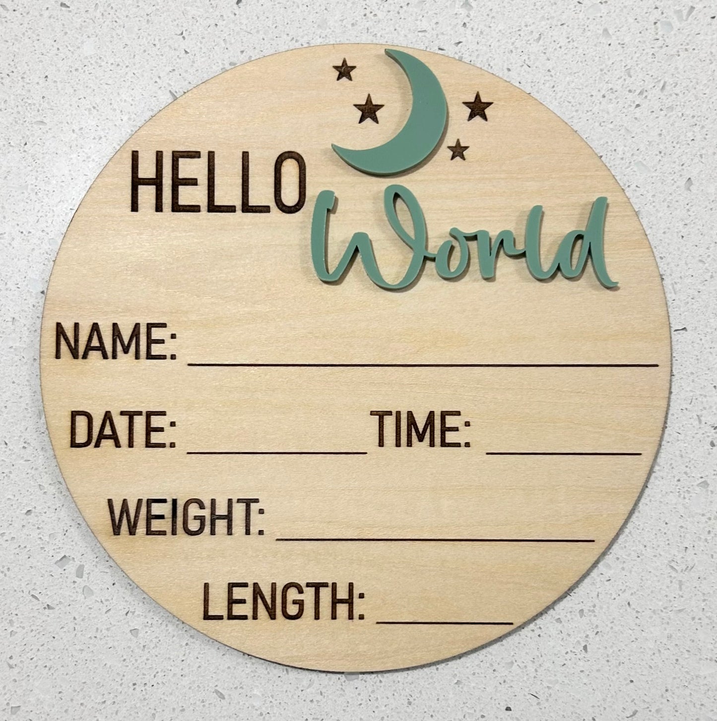 Baby Announcement Plaque - Moon