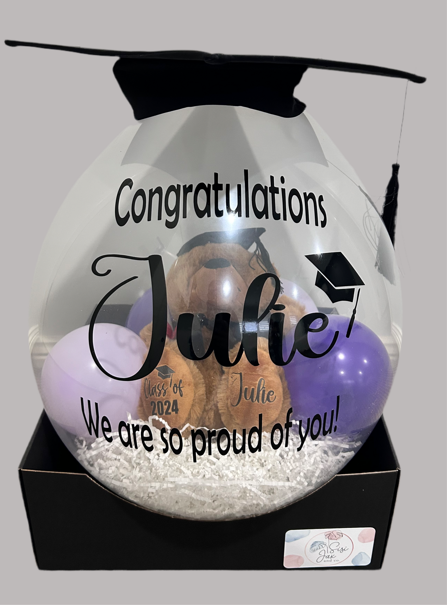 Grad Bursting Balloon Gift with Grad Hat