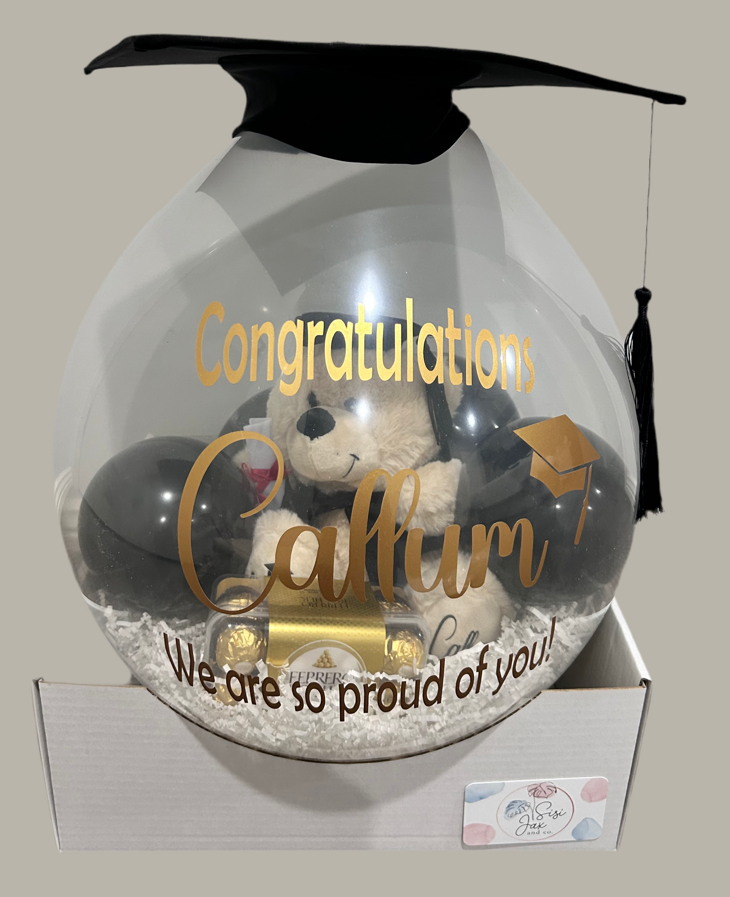 Grad Bursting Balloon Gift with Grad Hat