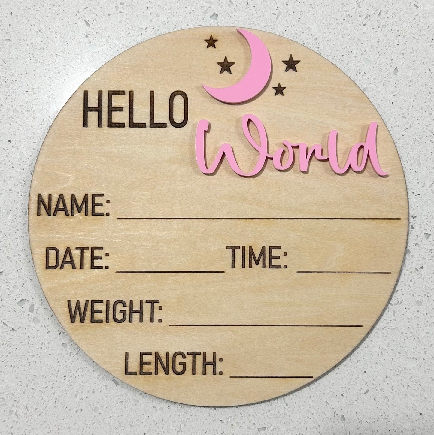 Baby Announcement Plaque - Moon