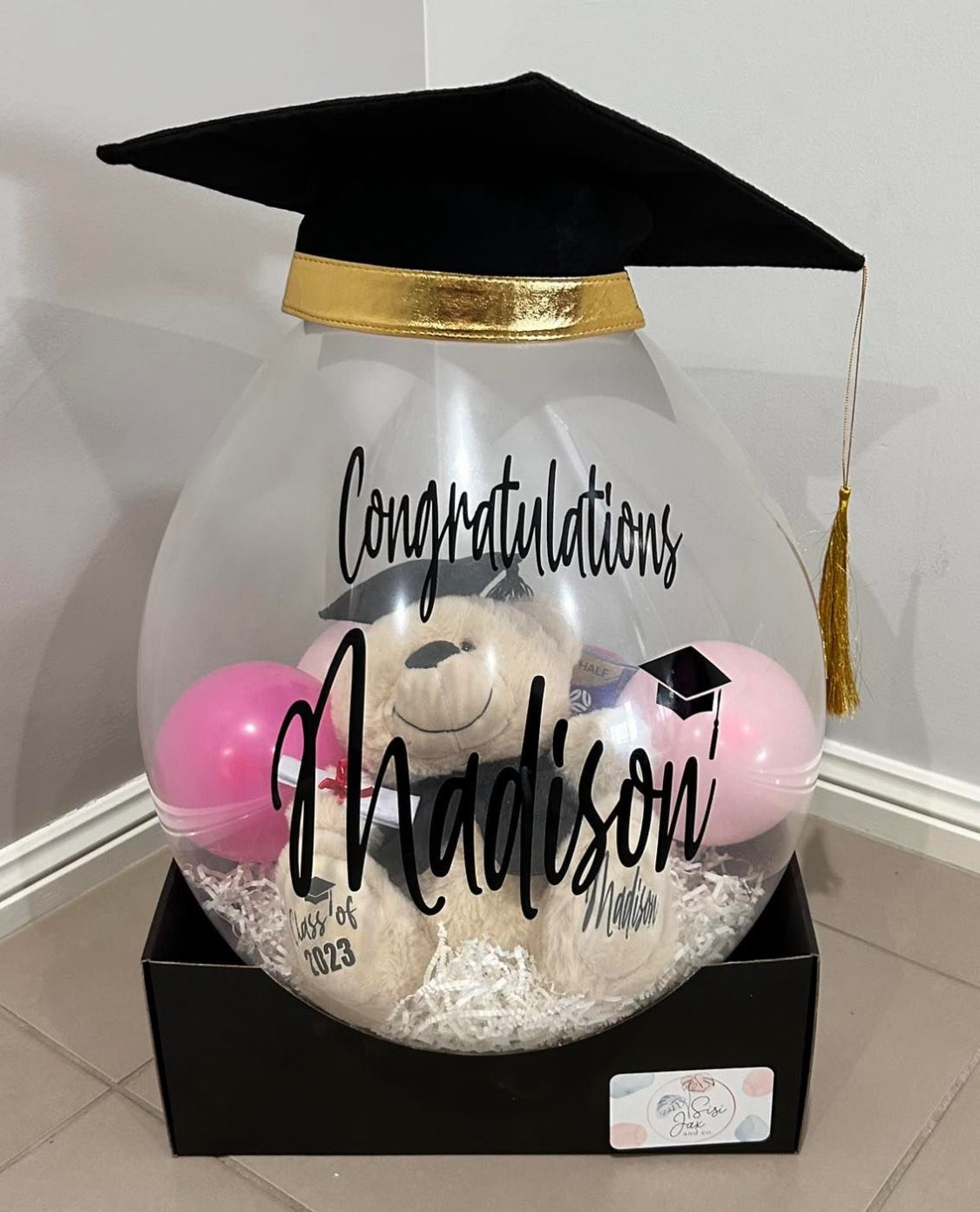 Grad Bursting Balloon Gift with Grad Hat