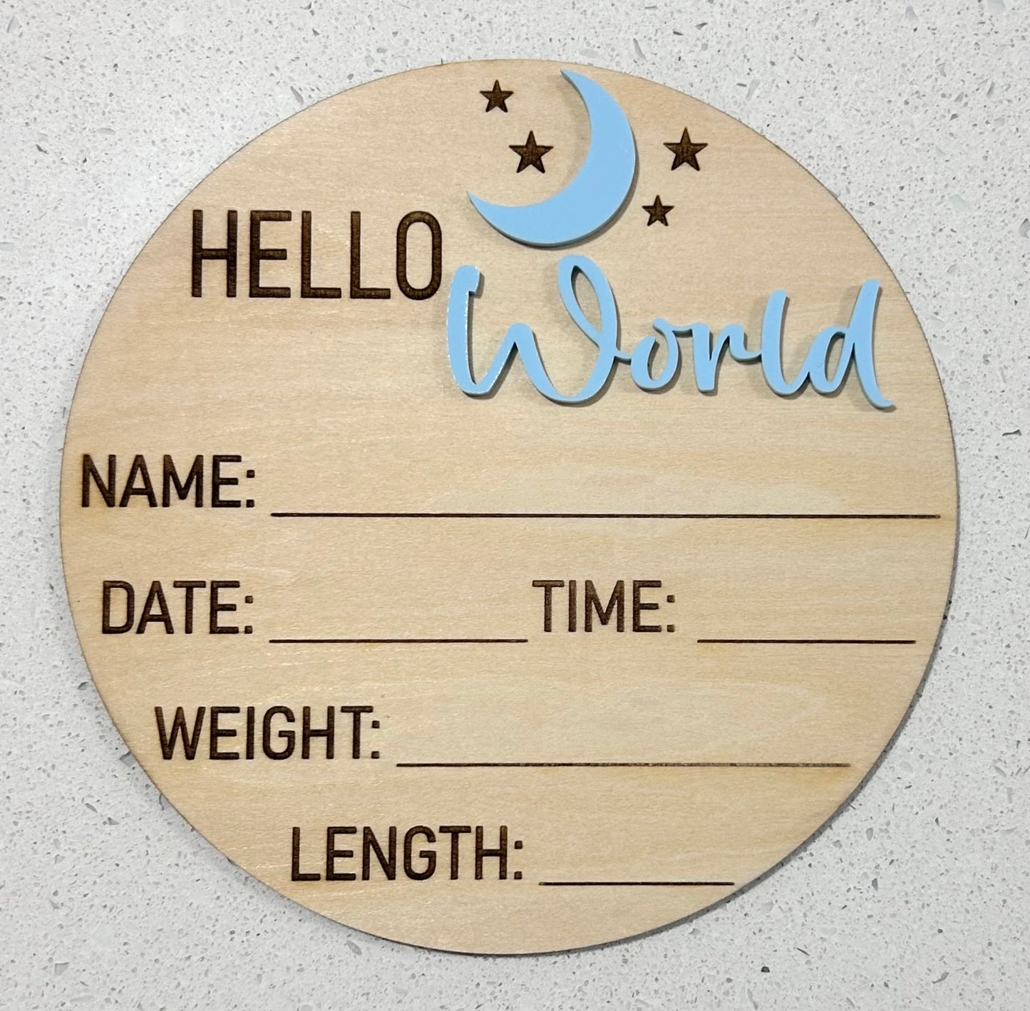 Baby Announcement Plaque - Moon - Sample