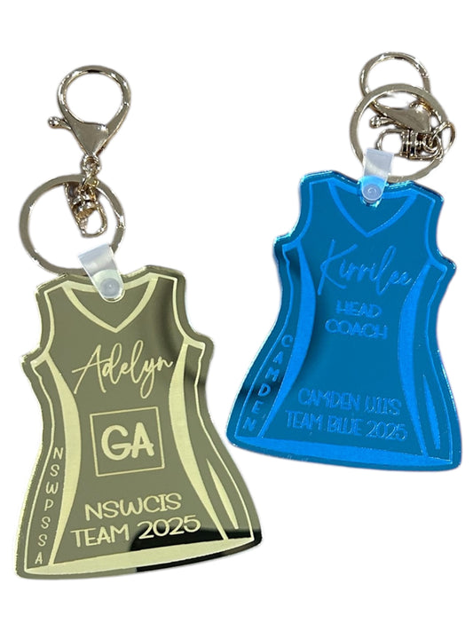Personalised Mirror Netball Keyring