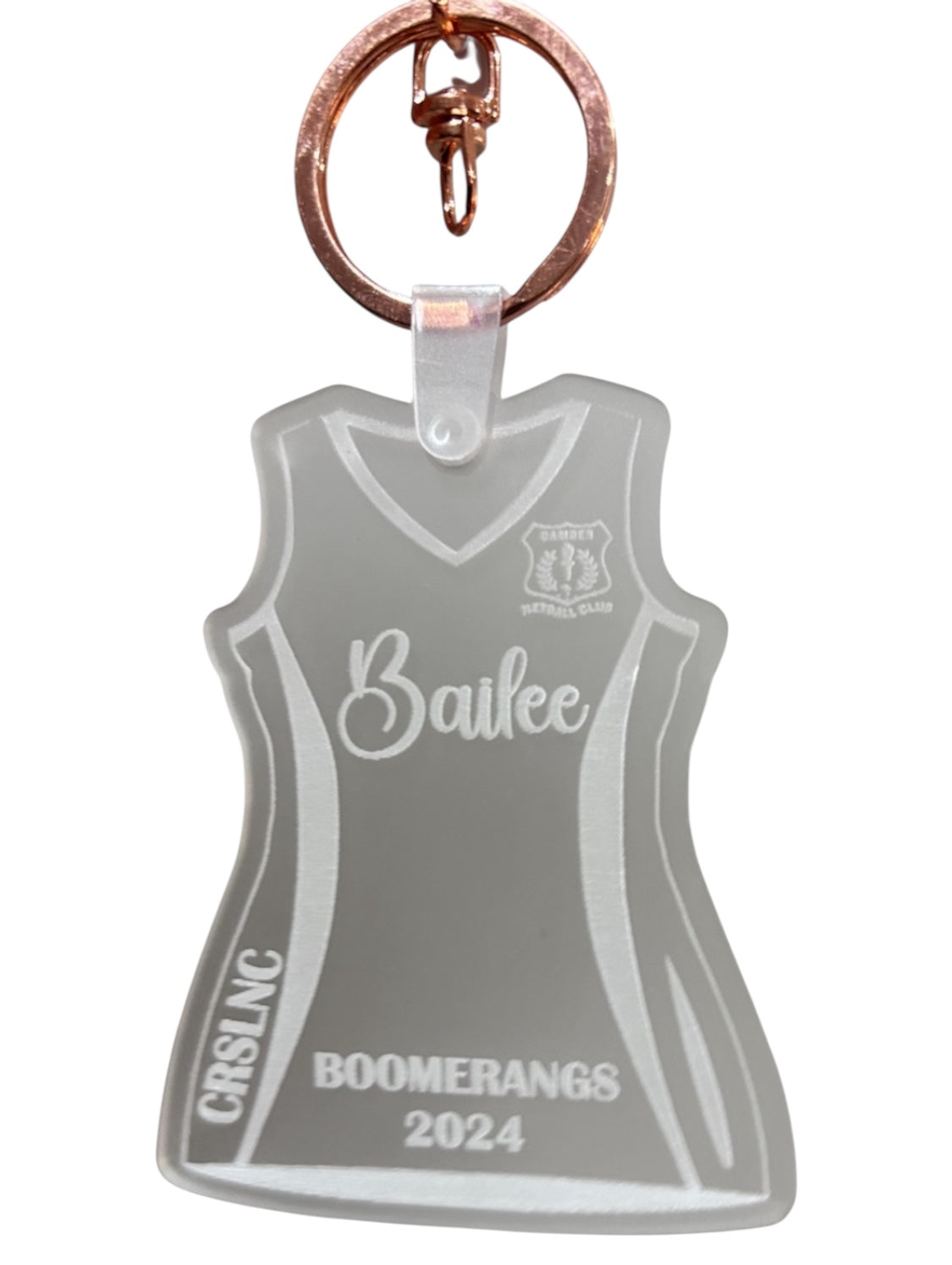 Personalised Frosted Netball Keyring