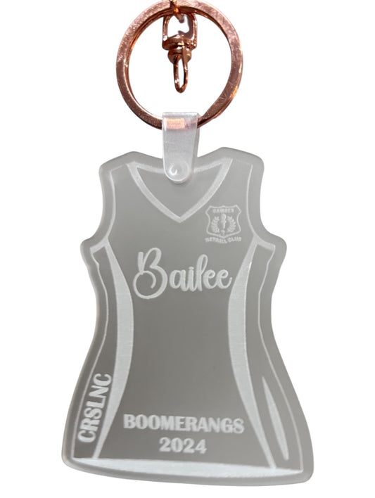 Personalised Frosted Netball Keyring