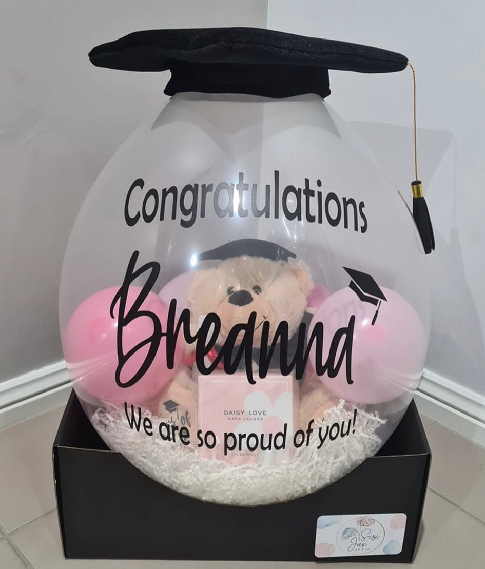 Grad Bursting Balloon Gift with Grad Hat