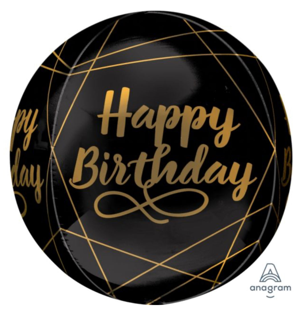 Money Balloon - Happy Birthday Black and Gold